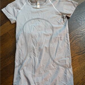 Lululemon Athletica Black and White Striped swiftly tech Tee